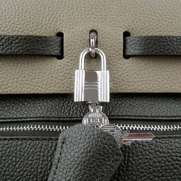 7A Replica Hermes Black/Grey Kelly 32cm Togo Leather Bag 60667 - Click Image to Close